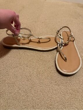 Gold Metallic Strappy Madden Girl Flat Sandals - Women's